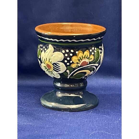 Talavera Clay Mexican Cobalt Blue Hand Painted Egg Cup - Picture 3 of 6